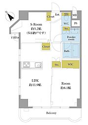 ライオンズマンション中目黒 1SLDKの間取図画像