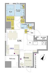 グリーンパーク東日本橋レジデンス2 1LDKの間取図画像