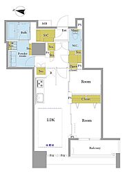 ザ湾岸タワーレックスガーデン 1LDKの間取図画像