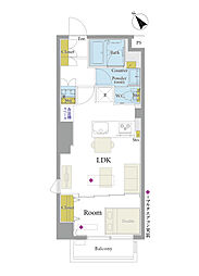 スカイコート茗荷谷壱番館 1LDKの間取図画像