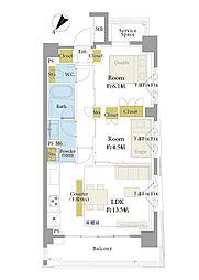 パークリュクス渋谷西原 2LDKの間取図画像