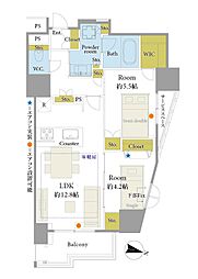 デュオヒルズ千葉中央 2LDKの間取図画像