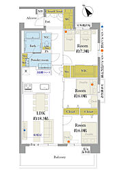 ミオカステーロ八王子 3LDKの間取図画像