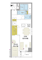キャッスルマンション麻布 1LDKの間取図画像