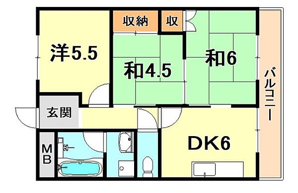 兵庫県神戸市垂水区本多聞１丁目(賃貸マンション3DK・3階・52.17㎡)の写真 その2