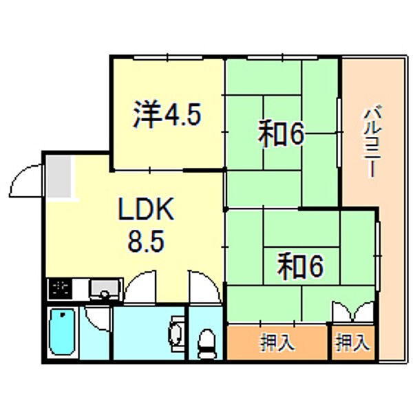 兵庫県明石市西明石南町２丁目(賃貸マンション3DK・4階・50.00㎡)の写真 その2