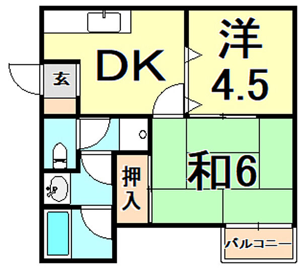 兵庫県明石市朝霧東町１丁目(賃貸アパート2DK・1階・36.43㎡)の写真 その2