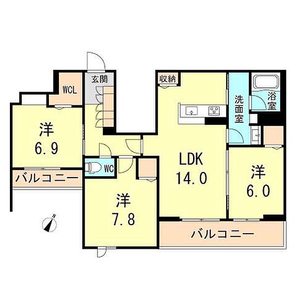 兵庫県神戸市垂水区桃山台２丁目(賃貸マンション3LDK・2階・79.02㎡)の写真 その2