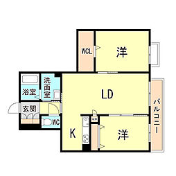 JR東海道・山陽本線 明石駅 バス5分 免許試験場下車 徒歩7分の賃貸マンション 2階2LDKの間取り