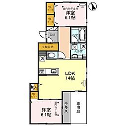 阪神本線 甲子園駅 徒歩5分の賃貸アパート 1階2LDKの間取り