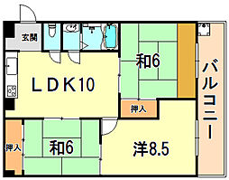 山陽電鉄本線 西代駅 徒歩7分の賃貸マンション 3階3LDKの間取り