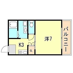 神戸市西神・山手線 板宿駅 徒歩3分の賃貸マンション 3階1Kの間取り