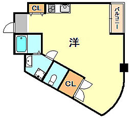 神戸市西神・山手線 大倉山駅 徒歩15分の賃貸マンション 3階ワンルームの間取り