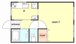 神戸市西神・山手線 湊川公園駅 徒歩5分の賃貸マンション 2階1Kの間取り