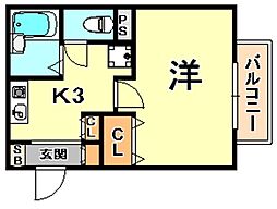 阪急神戸本線 岡本駅 徒歩9分の賃貸マンション 4階1Kの間取り