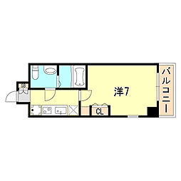 神戸高速東西線 高速長田駅 徒歩2分の賃貸マンション 10階1Kの間取り