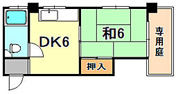 神戸高速東西線 新開地駅 徒歩5分の賃貸マンション 1階1DKの間取り
