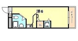 JR東海道・山陽本線 新長田駅 徒歩4分の賃貸マンション 10階ワンルームの間取り