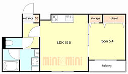 阪急神戸本線 王子公園駅 徒歩5分の賃貸マンション 3階1LDKの間取り