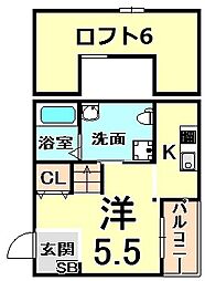JR東海道・山陽本線 立花駅 徒歩7分の賃貸アパート 1階ワンルームの間取り