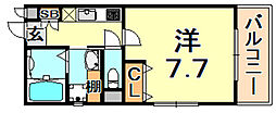 阪急神戸本線 春日野道駅 徒歩7分の賃貸アパート 3階1Kの間取り