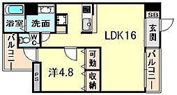 阪急神戸本線 武庫之荘駅 バス10分 専用シャトル下車 徒歩1分の賃貸マンション 1階1LDKの間取り