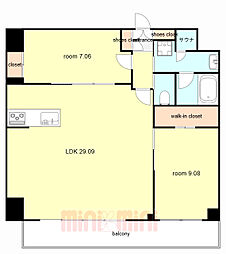 JR東海道・山陽本線 甲子園口駅 徒歩13分の賃貸マンション 2階2LDKの間取り