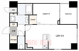 阪急神戸本線 塚口駅 徒歩4分の賃貸マンション 6階1LDKの間取り