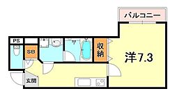 阪神本線 深江駅 徒歩5分の賃貸マンション 4階1Kの間取り