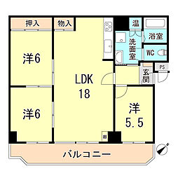 サンヴェール朝霧ケ丘 3LDKの間取図画像
