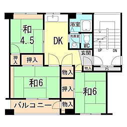 東垂水南住宅7B棟 3DKの間取図画像