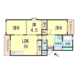 メゾン大津和 3LDKの間取図画像