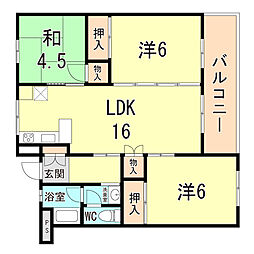 矢元台住宅 3LDKの間取図画像