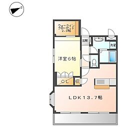 ウエストヒルズ弐番館 1LDKの間取図画像