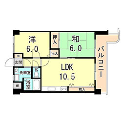 フローラルハイツダイキ2 2LDKの間取図画像