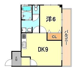 中塚マンション 1DKの間取図画像