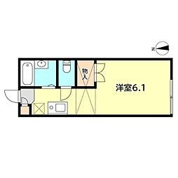 レオパレスFamille ワンルームの間取図画像