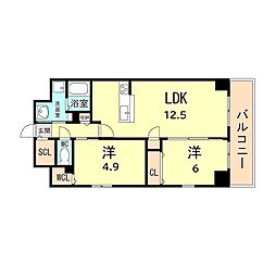 グランリベレ明石 2LDKの間取図画像