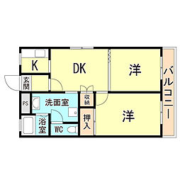 オランジュ 2DKの間取図画像
