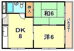 サリーズ千代が丘 2DKの間取図画像
