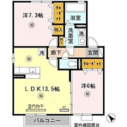 リバーハイム谷八木 2LDKの間取図画像