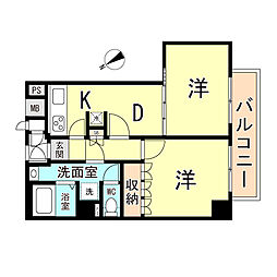 アーヴェイン西明石 2DKの間取図画像