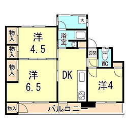 大蔵谷住宅 3DKの間取図画像