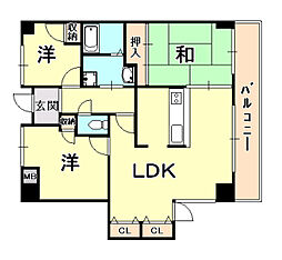 ヴァーチュアスあさぎり 3LDKの間取図画像
