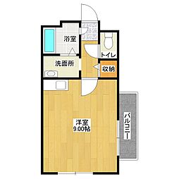 東武野田線 大和田駅 徒歩9分の賃貸アパート 2階ワンルームの間取り