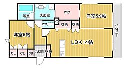 (仮称)川西市栄根2丁目へーベルメゾン 2LDKの間取図画像
