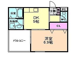 南ハイツ 1DKの間取図画像