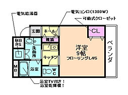 アスティオン城南 1Kの間取図画像