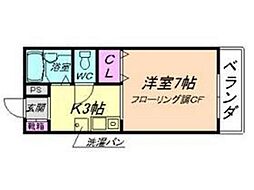 CRYSTAL2 1Kの間取図画像