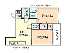 西田マンション 2LDKの間取図画像